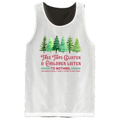 Tree Tops Glisten And Children Listen Funny Teacher Christmas Mesh Reversible Basketball Jersey Tank