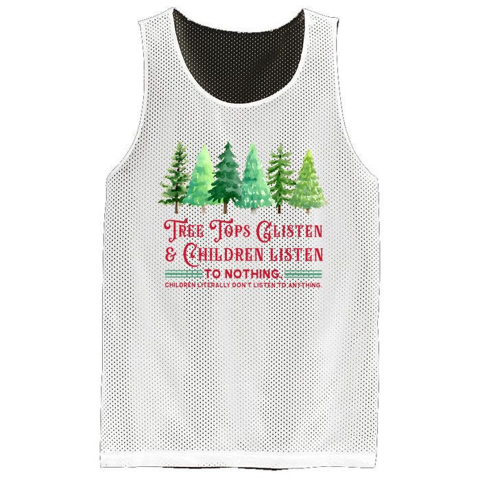 Tree Tops Glisten And Children Listen Funny Teacher Christmas Mesh Reversible Basketball Jersey Tank