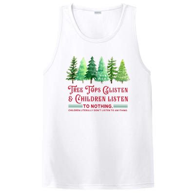 Tree Tops Glisten And Children Listen Funny Teacher Christmas PosiCharge Competitor Tank