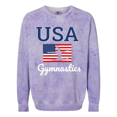 Tumbling Team Gear Gymnast Gymnastics Usa American Flag Cute Gift Colorblast Crewneck Sweatshirt