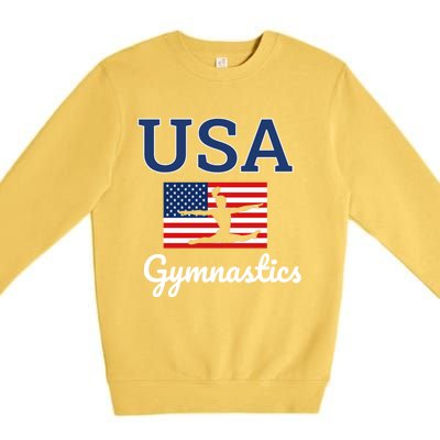 Tumbling Team Gear Gymnast Gymnastics Usa American Flag Cute Gift Premium Crewneck Sweatshirt