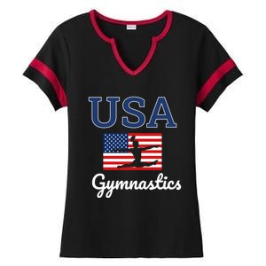 Tumbling Team Gear Gymnast Gymnastics Usa American Flag Cute Gift Ladies Halftime Notch Neck Tee