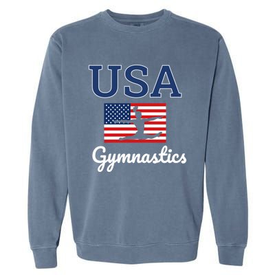 Tumbling Team Gear Gymnast Gymnastics Usa American Flag Cute Gift Garment-Dyed Sweatshirt