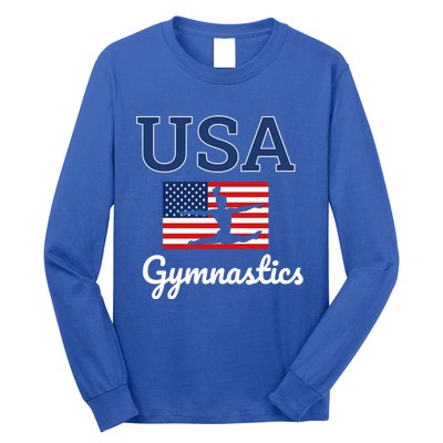 Tumbling Team Gear Gymnast Gymnastics Usa American Flag Cute Gift Long Sleeve Shirt