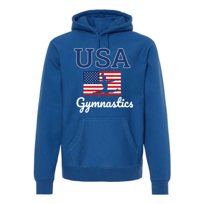 Tumbling Team Gear Gymnast Gymnastics Usa American Flag Cute Gift Premium Hoodie