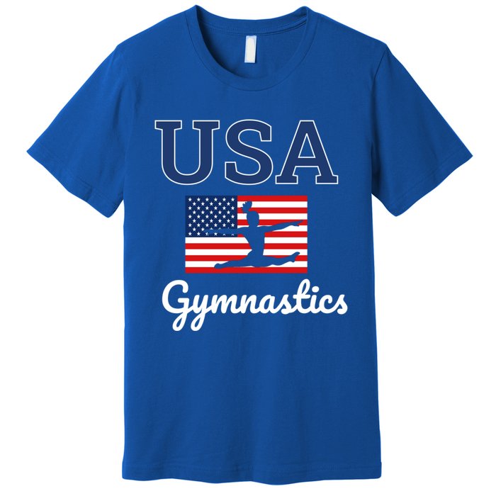 Tumbling Team Gear Gymnast Gymnastics Usa American Flag Cute Gift Premium T-Shirt