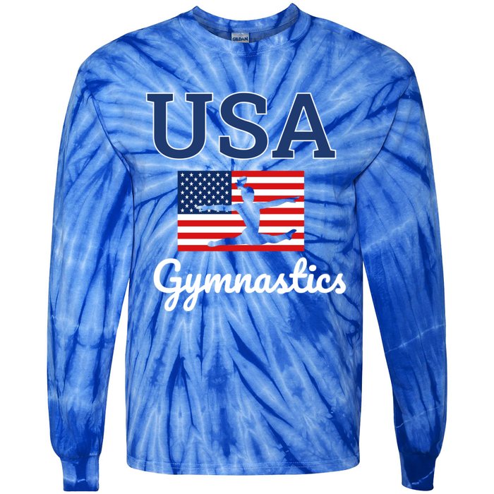 Tumbling Team Gear Gymnast Gymnastics Usa American Flag Cute Gift Tie-Dye Long Sleeve Shirt