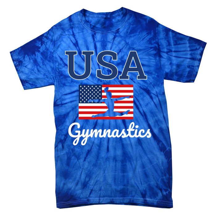 Tumbling Team Gear Gymnast Gymnastics Usa American Flag Cute Gift Tie-Dye T-Shirt