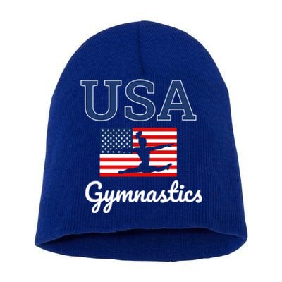 Tumbling Team Gear Gymnast Gymnastics Usa American Flag Cute Gift Short Acrylic Beanie