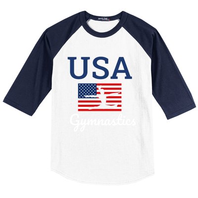 Tumbling Team Gear Gymnast Gymnastics Usa American Flag Cute Gift Baseball Sleeve Shirt