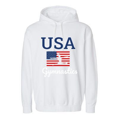 Tumbling Team Gear Gymnast Gymnastics Usa American Flag Cute Gift Garment-Dyed Fleece Hoodie