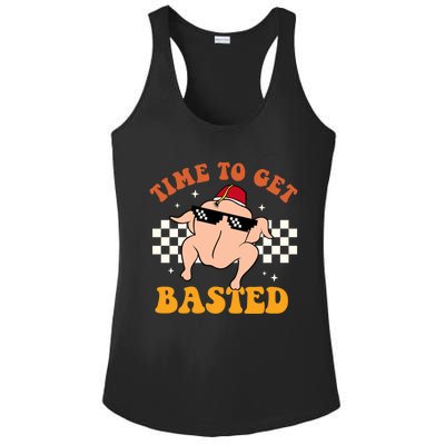 Time To Get Basted Turkey Autumn Thanksgiving Groovy Retro Meaningful Gift Ladies PosiCharge Competitor Racerback Tank