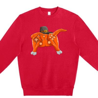 Thanksgiving Turkey Gamer Gaming Controllers Boy Teens Premium Crewneck Sweatshirt