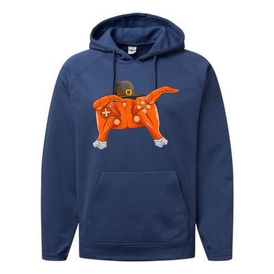 Thanksgiving Turkey Gamer Gaming Controllers Boy Teens Performance Fleece Hoodie