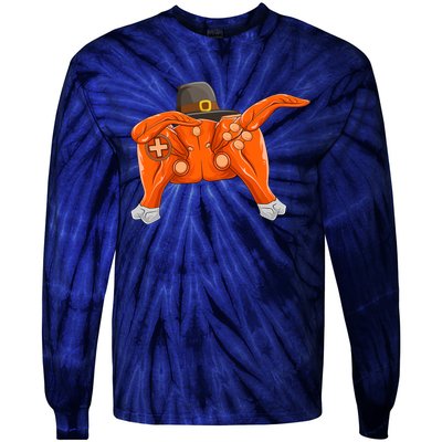 Thanksgiving Turkey Gamer Gaming Controllers Boy Teens Tie-Dye Long Sleeve Shirt