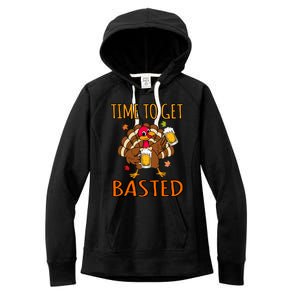 Time To Get Basted Turkey Thanksgiving Family Graphic Gift Women's Fleece Hoodie