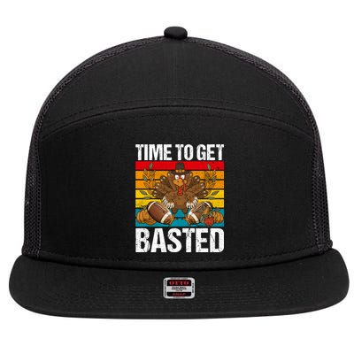 Time To Get Basted Funny Beer Thanksgiving Turkey Gift 7 Panel Mesh Trucker Snapback Hat