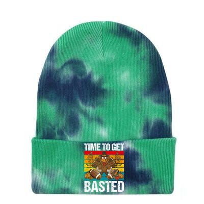 Time To Get Basted Funny Beer Thanksgiving Turkey Gift Tie Dye 12in Knit Beanie