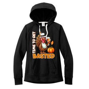 Time To Get Basted Funny Beer Thanksgiving Turkey Gift Women's Fleece Hoodie