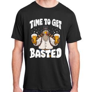 Time To Get Basted Funny Beer Thanksgiving Turkey Gift Adult ChromaSoft Performance T-Shirt