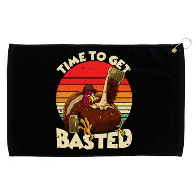 Time To Get Basted Funny Beer Thanksgiving Turkey Gift Grommeted Golf Towel