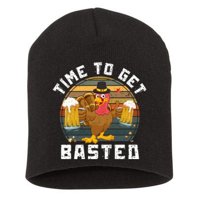 Time To Get Basted Funny Beer Thanksgiving Turkey Gift Short Acrylic Beanie