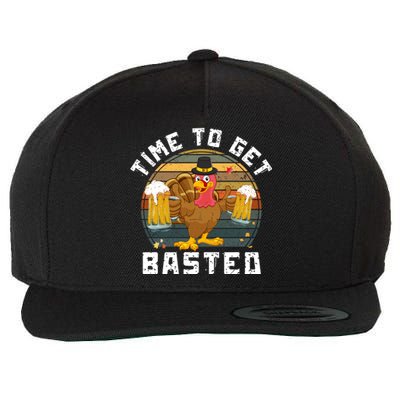 Time To Get Basted Funny Beer Thanksgiving Turkey Gift Wool Snapback Cap