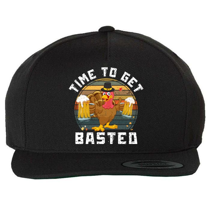 Time To Get Basted Funny Beer Thanksgiving Turkey Gift Wool Snapback Cap