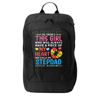 ThereS This Girl She Calls Me Stepdad Autism Awareness City Backpack