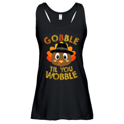 Thanksgiving Turkey Gobble Til You Wobble Ladies Essential Flowy Tank