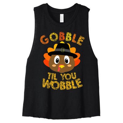 Thanksgiving Turkey Gobble Til You Wobble Women's Racerback Cropped Tank