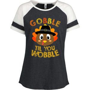 Thanksgiving Turkey Gobble Til You Wobble Enza Ladies Jersey Colorblock Tee