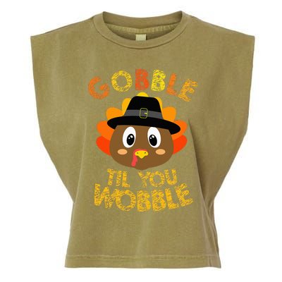 Thanksgiving Turkey Gobble Til You Wobble Garment-Dyed Women's Muscle Tee