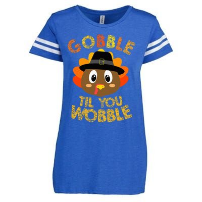 Thanksgiving Turkey Gobble Til You Wobble Enza Ladies Jersey Football T-Shirt