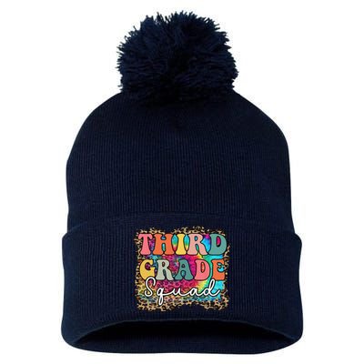 Team Third Grade Squad First Day Of Back To School Teacher Pom Pom 12in Knit Beanie