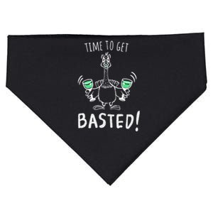 Time To Get Basted Funny Wine Thanksgiving Adult Turkey Gift Funny Gift USA-Made Doggie Bandana