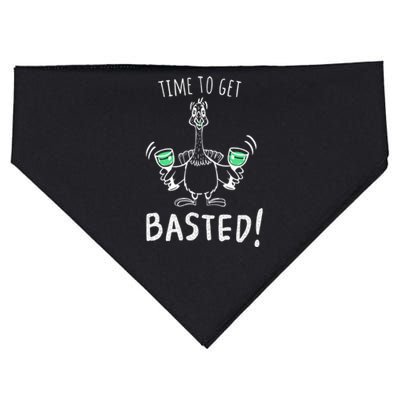 Time To Get Basted Funny Wine Thanksgiving Adult Turkey Gift Funny Gift USA-Made Doggie Bandana