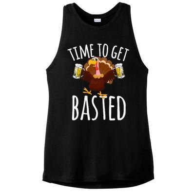 Time To Get Basted Funny Beer Thanksgiving Turkey Gift Ladies PosiCharge Tri-Blend Wicking Tank