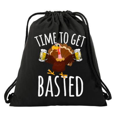 Time To Get Basted Funny Beer Thanksgiving Turkey Gift Drawstring Bag