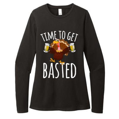 Time To Get Basted Funny Beer Thanksgiving Turkey Gift Womens CVC Long Sleeve Shirt