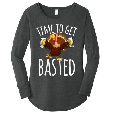 Time To Get Basted Funny Beer Thanksgiving Turkey Gift Women's Perfect Tri Tunic Long Sleeve Shirt