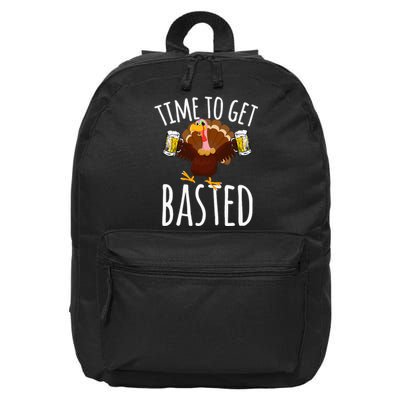 Time To Get Basted Funny Beer Thanksgiving Turkey Gift 16 in Basic Backpack