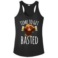 Time To Get Basted Funny Beer Thanksgiving Turkey Gift Ladies PosiCharge Competitor Racerback Tank