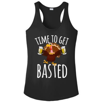 Time To Get Basted Funny Beer Thanksgiving Turkey Gift Ladies PosiCharge Competitor Racerback Tank