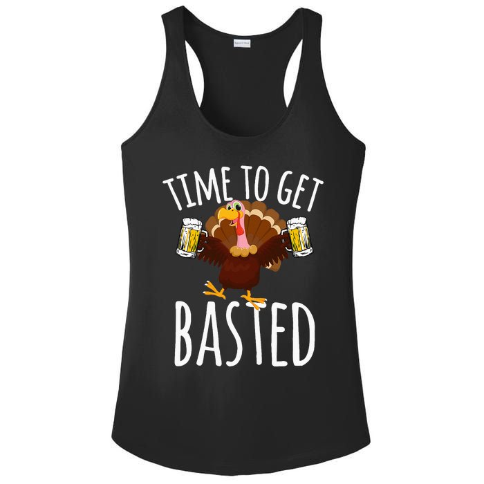 Time To Get Basted Funny Beer Thanksgiving Turkey Gift Ladies PosiCharge Competitor Racerback Tank