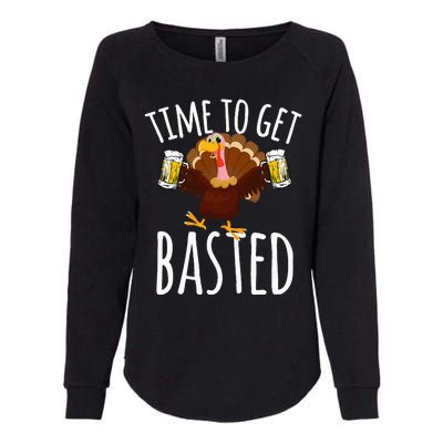 Time To Get Basted Funny Beer Thanksgiving Turkey Gift Womens California Wash Sweatshirt