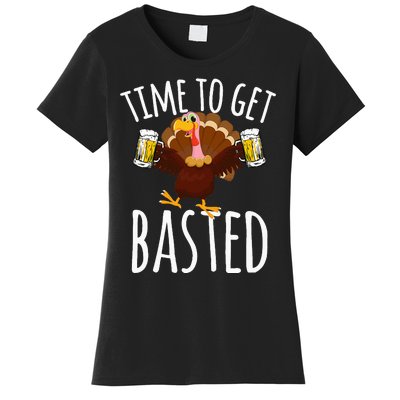 Time To Get Basted Funny Beer Thanksgiving Turkey Gift Women's T-Shirt