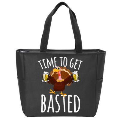 Time To Get Basted Funny Beer Thanksgiving Turkey Gift Zip Tote Bag