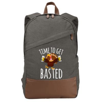 Time To Get Basted Funny Beer Thanksgiving Turkey Gift Cotton Canvas Backpack