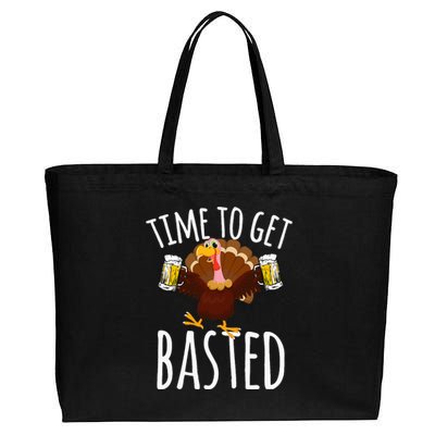 Time To Get Basted Funny Beer Thanksgiving Turkey Gift Cotton Canvas Jumbo Tote